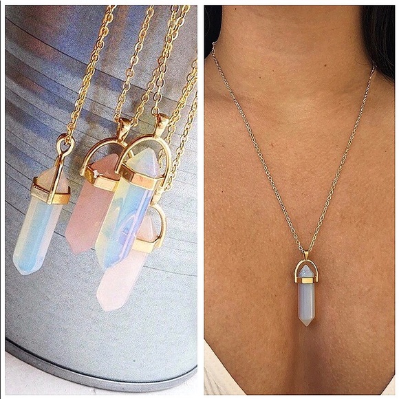 Jewelry - Crystal Hexagonal Stone Pendant Necklace